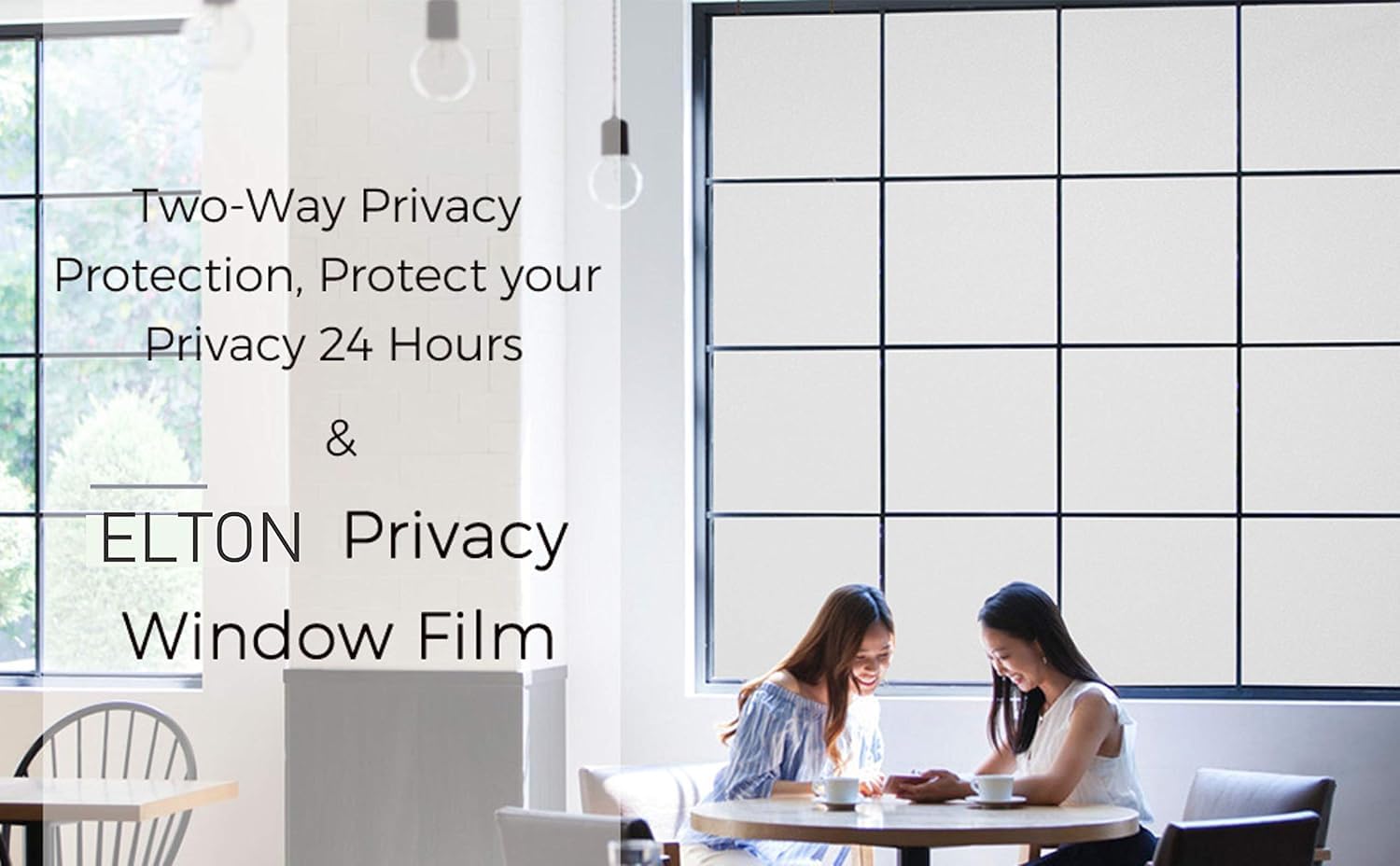 ELTON Privacy Window Film for Glass, Sparkle Frosted Self Adhesive Vinyl Film, Heat Control, UV Reduction, Opaque Decorative Glass Covering for Bathroom, Door, Office & Home Window, 24 x 48 Inches — Amazon image 5