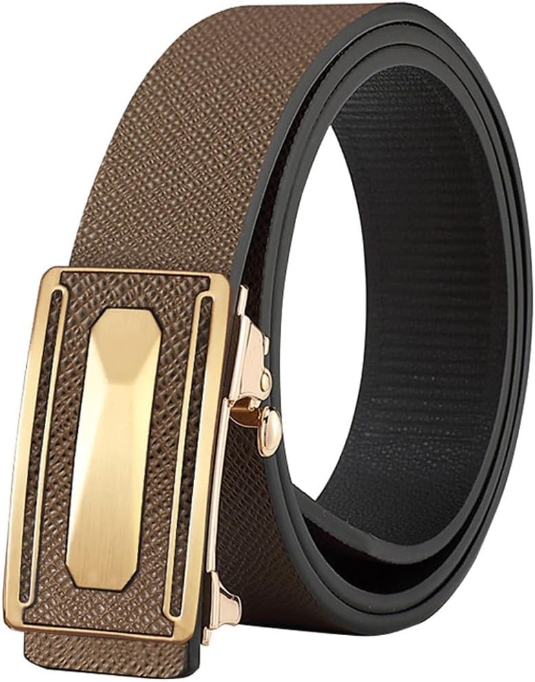 Toothless Automatic Buckle Cowhide Pants Belt For Middle-aged And Young