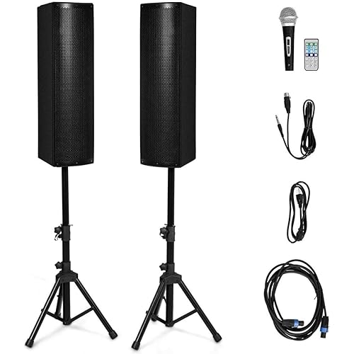 Costzon Active 3-Way 6.5'' 2000W All-in-one PA Speaker DJ Loud Speaker with Bluetooth, USB/SD Card Input, MP3 FM Radio, Wireless Remote Control for Indoor Outdoor Party Wedding