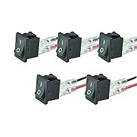 Vista 1 de FILSHU 5 mini interruptores basculantes con cables, lista UL 12 V, 20 A, 125 V, 16 A, 2 pines SPST, pequeño, negro, interruptor de palanca de lancha