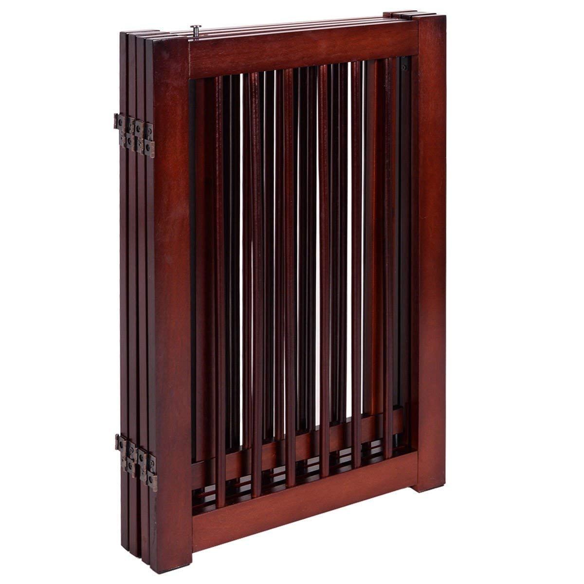 New MTN-G 30" Configurable Folding Free Standing 4 Panel Wood Pet Dog Safety Fence w/ Gate