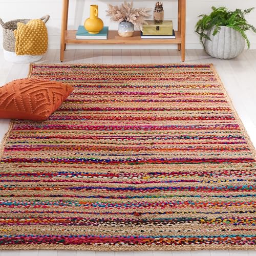 Alfombra de yute natural de 6x9 pies tejida a mano multicolor 2