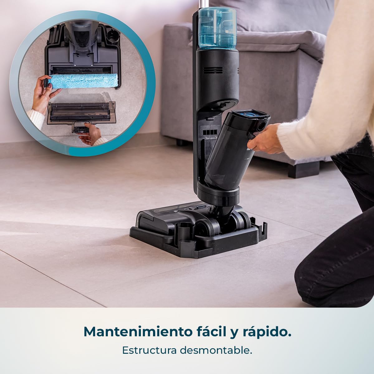 Cecotec Fregona Eléctrica Friega y Aspira Simultáneamente Freego S10 Nova. Limpieza Rápida y Profunda, Sólidos y Líquidos, 3 Modos, Motor Digital, Base de Autolimpieza, Autonomía 35mins