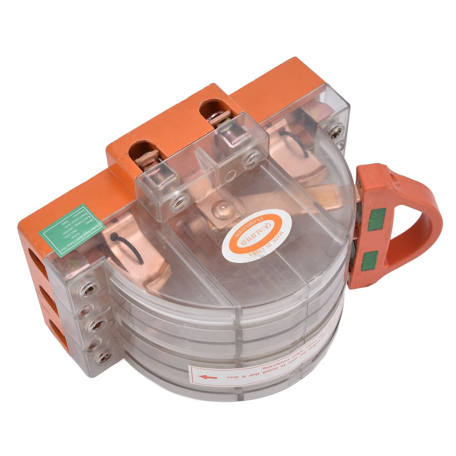 CHICIRIS Interruptor de Cuchilla de Desconexión de Doble Tiro de 3, Interruptor de Seguridad de 225 A AC380 V con Carcasa Transparente para Sistemas Eléctricos Industriales