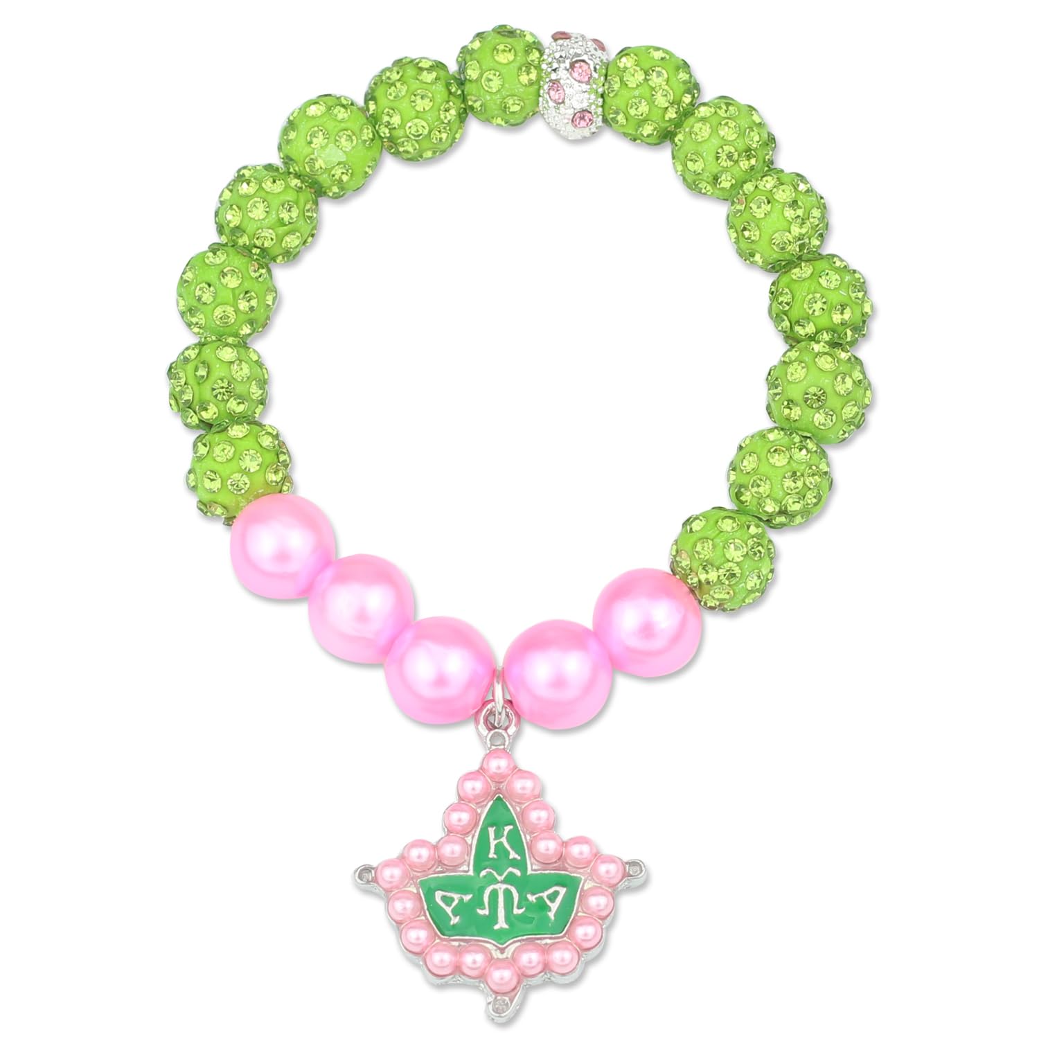 MKISWIN Alphah Sorority Paraphernalia Gift for Women Greek Sorority Braccelet Pink and Green Rhinestone Jewelry Sisterhood Gift for Sister Soror