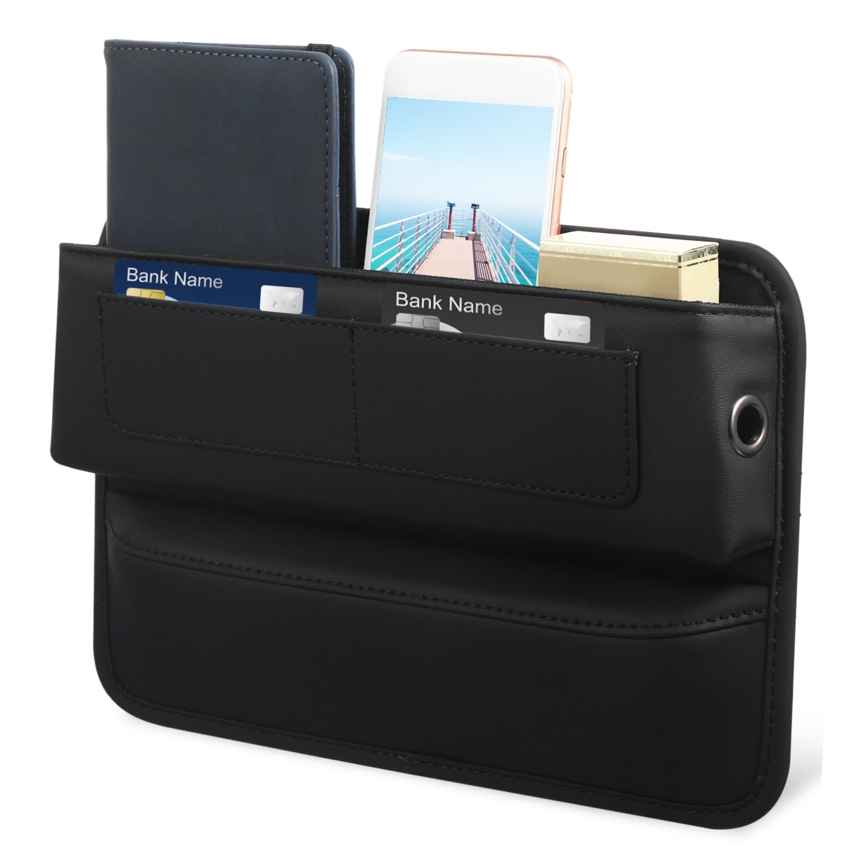 Caja Almacenamiento Asiento Coche Organizador Inserto Ranura con Compartimentos Protección Antideslizante para Consola y Asiento Vehículo Seguridad Conducción