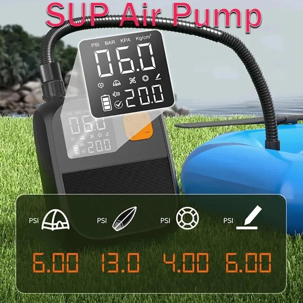 Pompe à air haute puissance 6000 mAh Gonfleur électrique Dégonfleur 25 PSI Pompe à remplissage rapide pour kayaks tentes avec tuyau
