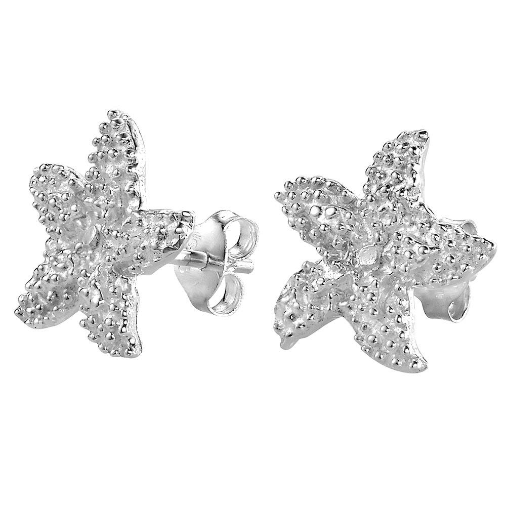 sense925 Sterling Silver Stud Earrings Seestar Shiny 3 g Diameter 1.30 cm