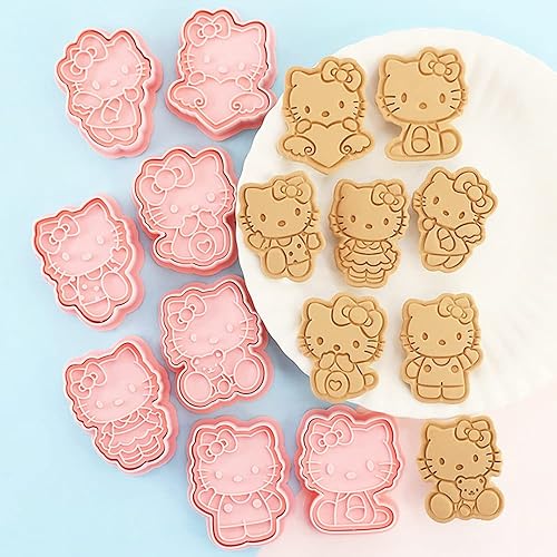 Miniatura 8 de 8 mini cortadores de galletas de dibujos animados, sellos de galletas de jengibre con diseño elevado en 3D, moldes de galletas con forma de gato,