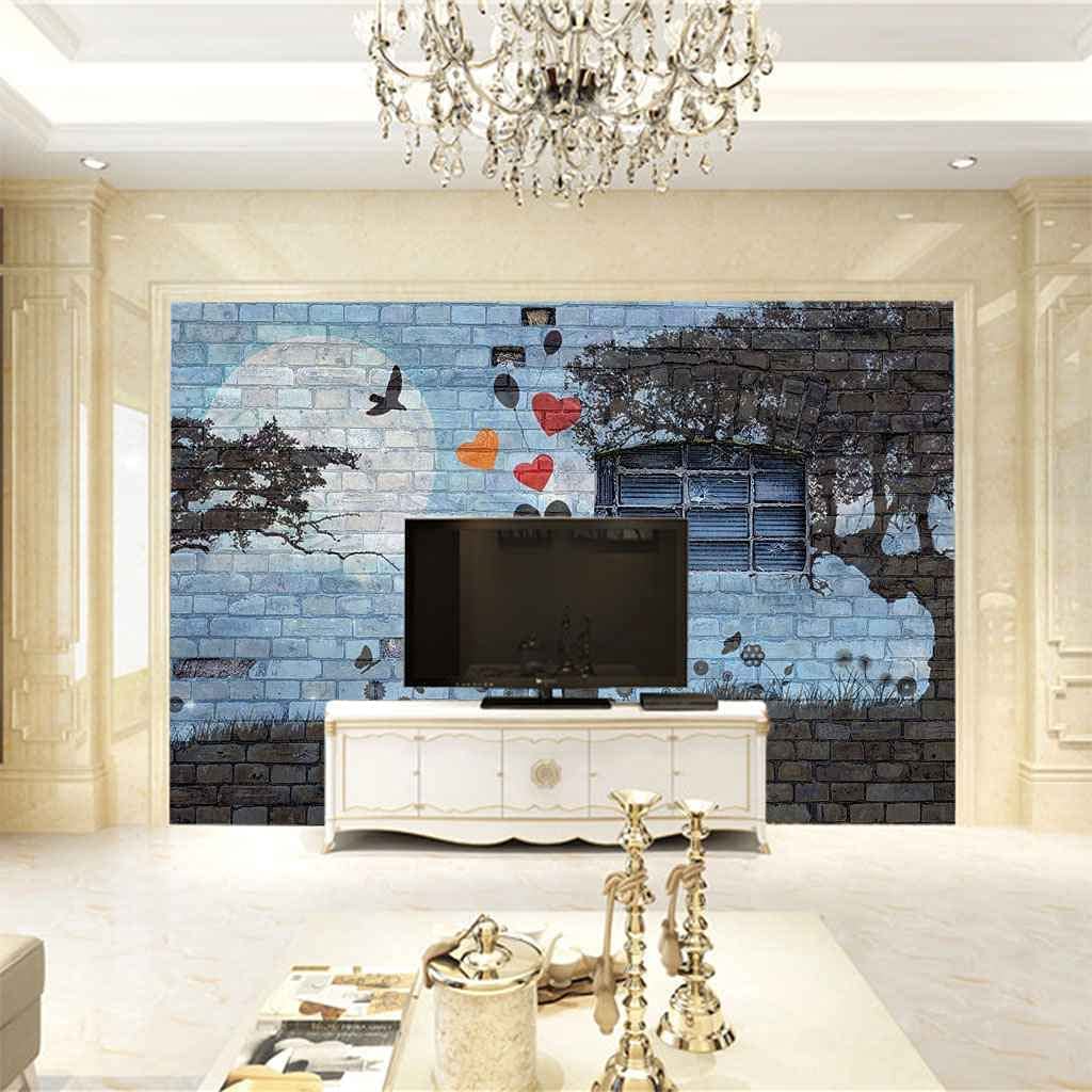 Papel Pintado Mural, 3D Pareja, Grafiti, En, Pared Ladrillo Papel Tapiz Autoadhesivo Para Sala De Estar, Dormitorio, Tv, Fondo, Oficina, Restaurante, Habitación, Foto De Pared 250(ancho)x175(alto)cm