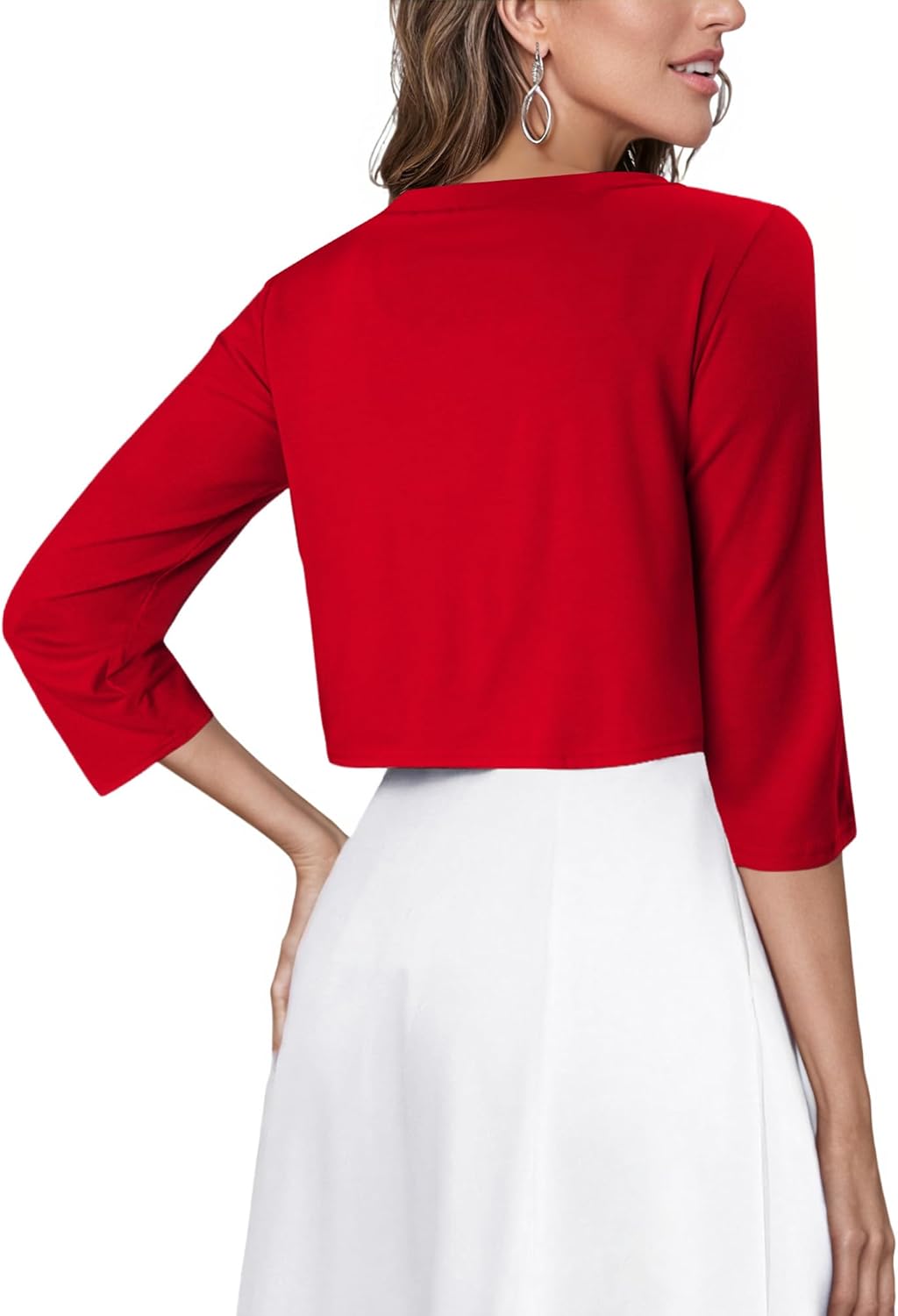 CRAZY GRID Women's Summer Lightweight Cardigan 3/4 Sleeve Shrugs Knit Bolero Open Front Cropped Cardigan for Women S-XXL - Image 5