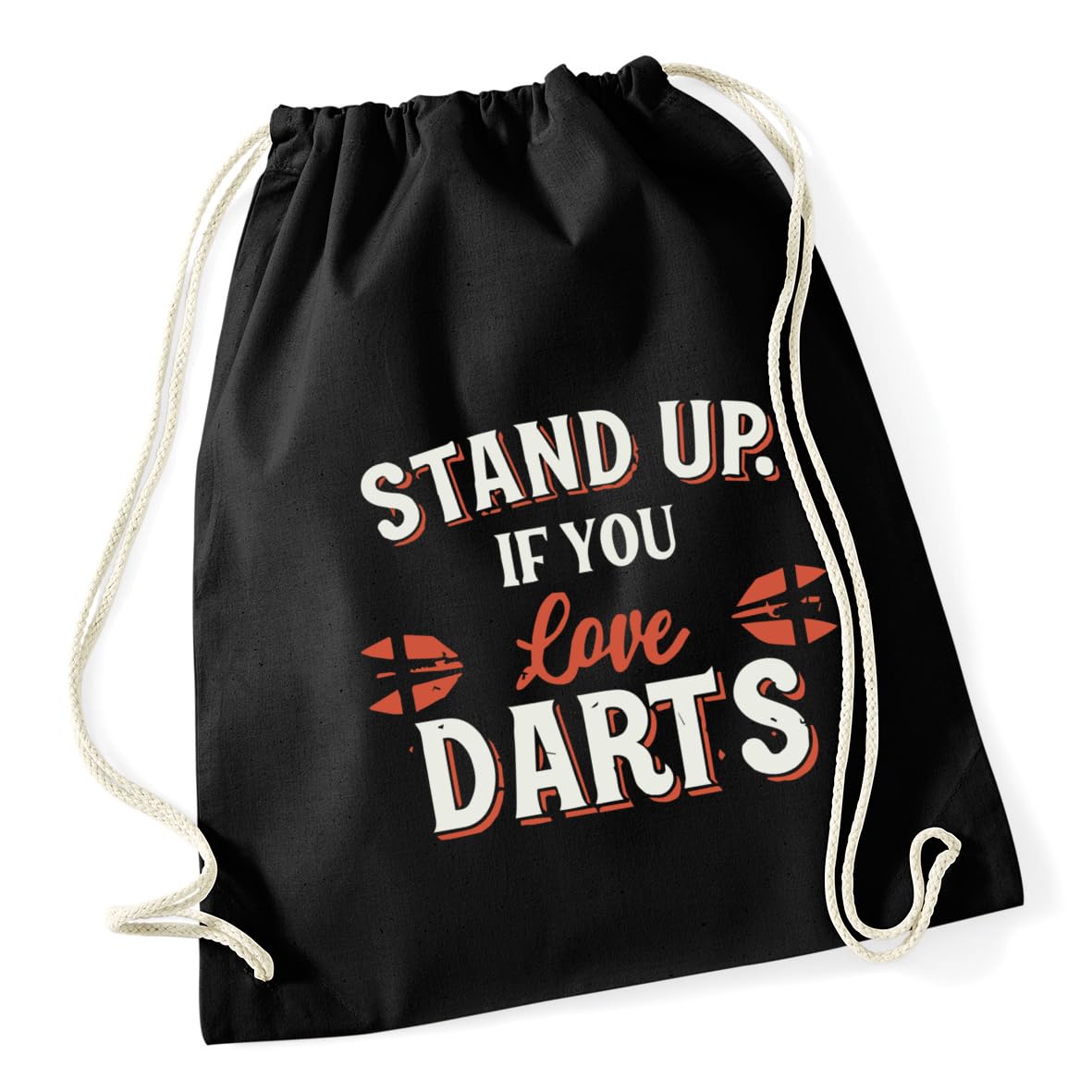 Hippowarehouse Stand Up if you Love Darts Gift For Him Her Daughter Son Dad Mum Drawstring Cotton School Gym Bag 37cm x 46cm, 12 litres