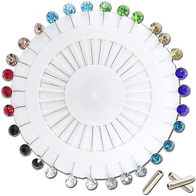 30Pcs Hijab Pins with Safety Caps Muslim Hijab Scarf Pin Rhinestone Ball Brooch Pins for Women