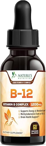 Suplemento vitamínico vegano B-12 (metilcobalamina) Extra Strength Super B Complex – Líquido B12 sublingual para apoyo inmunológico, salud cardíaca