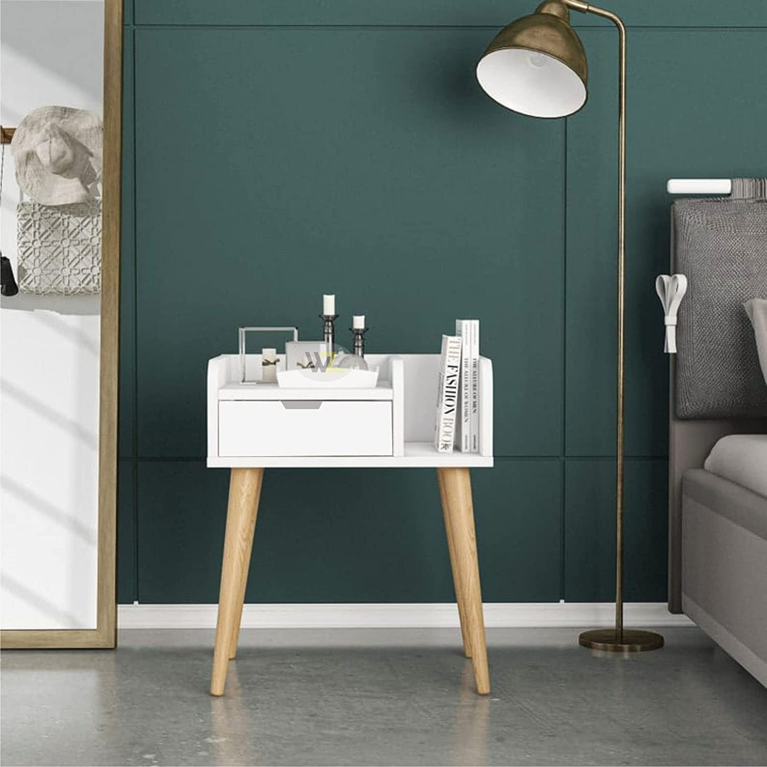 CROWN ART SHOPPEE Modern One Drawer Bedside Table for Bedroom, Nightstand for Living Room, Home, Office Furniture, Kids Room Table End Table (sidekAHLI-1)-image-27