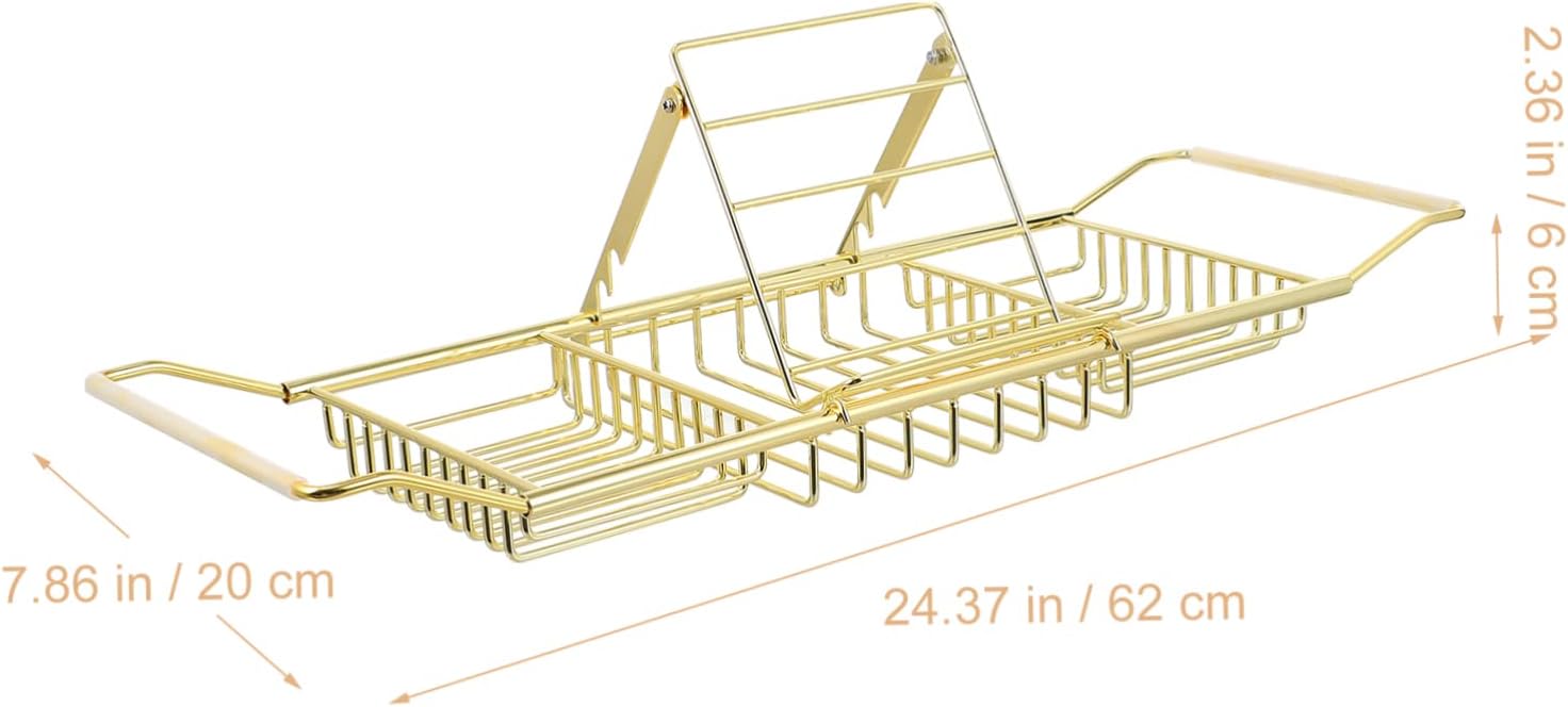 Retractable Bathtub Rack with Non Slip Book and Wine Holder Extendable Tub Tray Up to Stainless Steel Bath Shelf for Tablet Phone and Accessories Storage in Bathroom