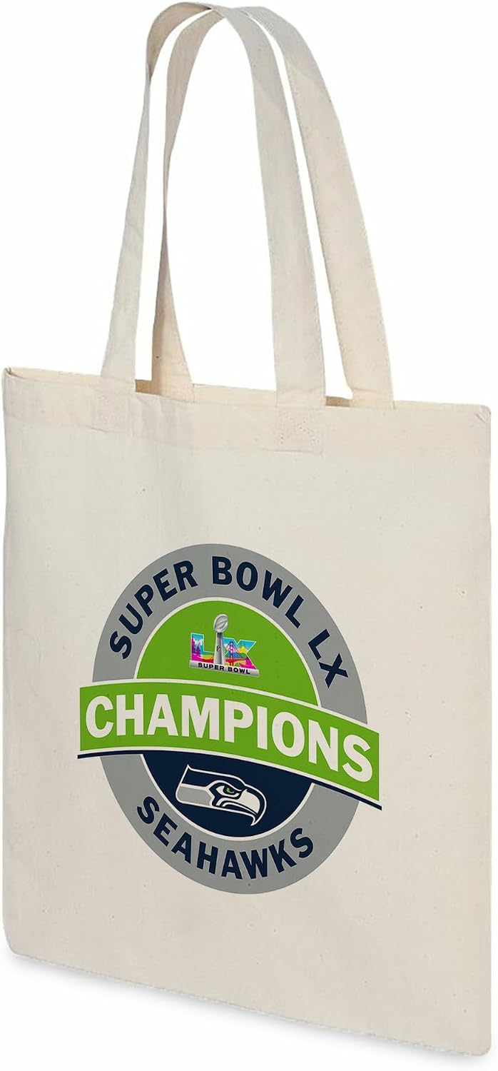Northwest NFL Super Bowl 2026 Seattle Seahawks Champs Canvas Tote Bag, 14 x 15 in
