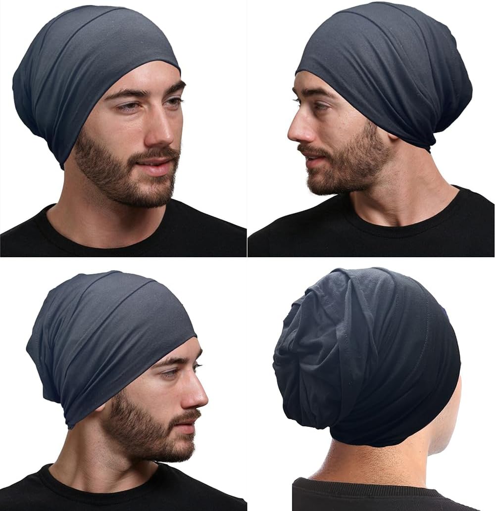 JarseHera 2PCS Cotton Slouchy Beanie Chemo Headwear Soft Slouch Cancer Caps Hats Head Cover for Hair Loss - Image 2