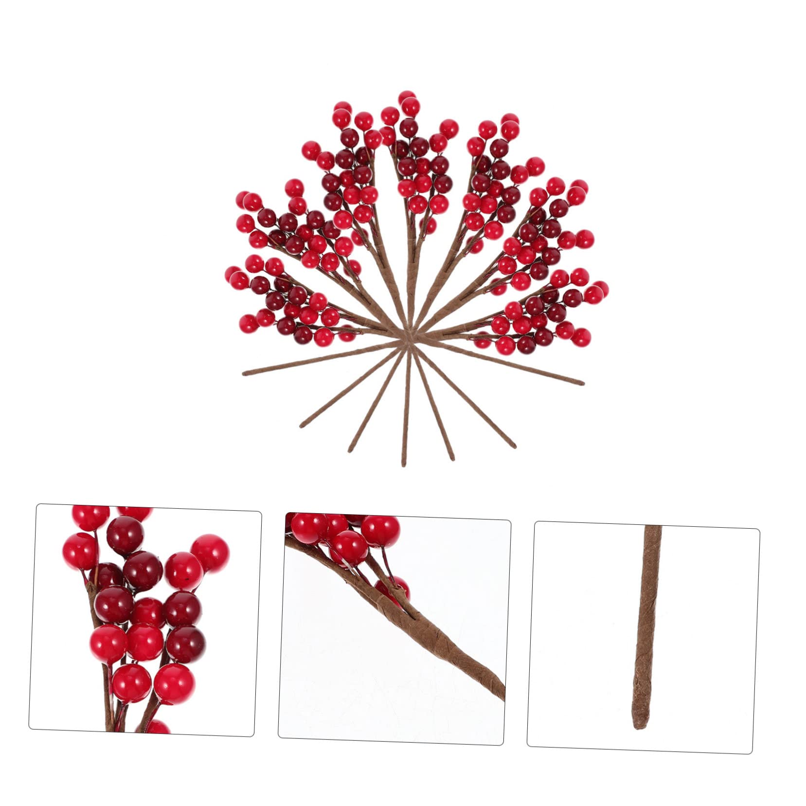 Cabilock 30 Pz Gambo di Bacche Rosse Artificiali Floreali Natalizie Bacca Rossa Artificiale Steli di Bacche Natalizie Spuntini a Bacca Rossa Decorazioni Natalizie Arredamento Schiuma