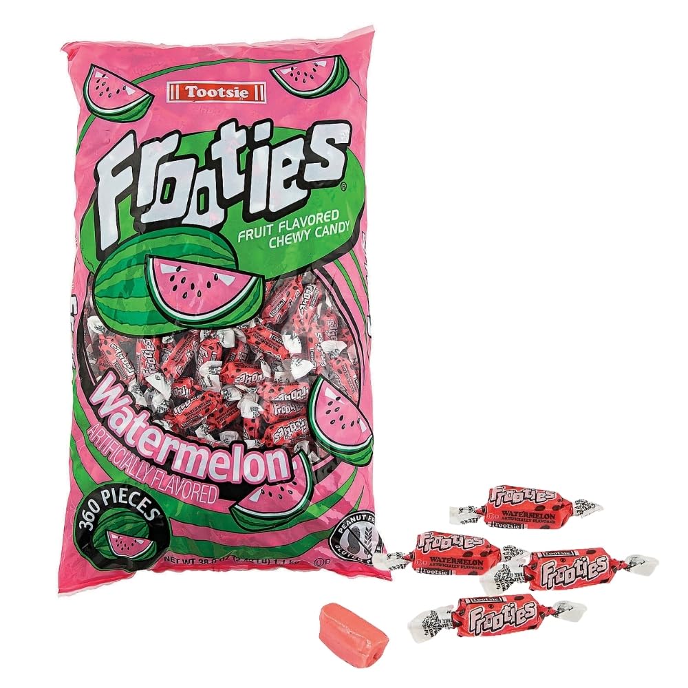 Delicious Red Mini Tootsie Roll Frooties Chewy Fruit Candy - (Pack of 360) - Watermelon Flavor - Ideal for Weddings, Candy Buffets, Halloween, and Easter Treats
