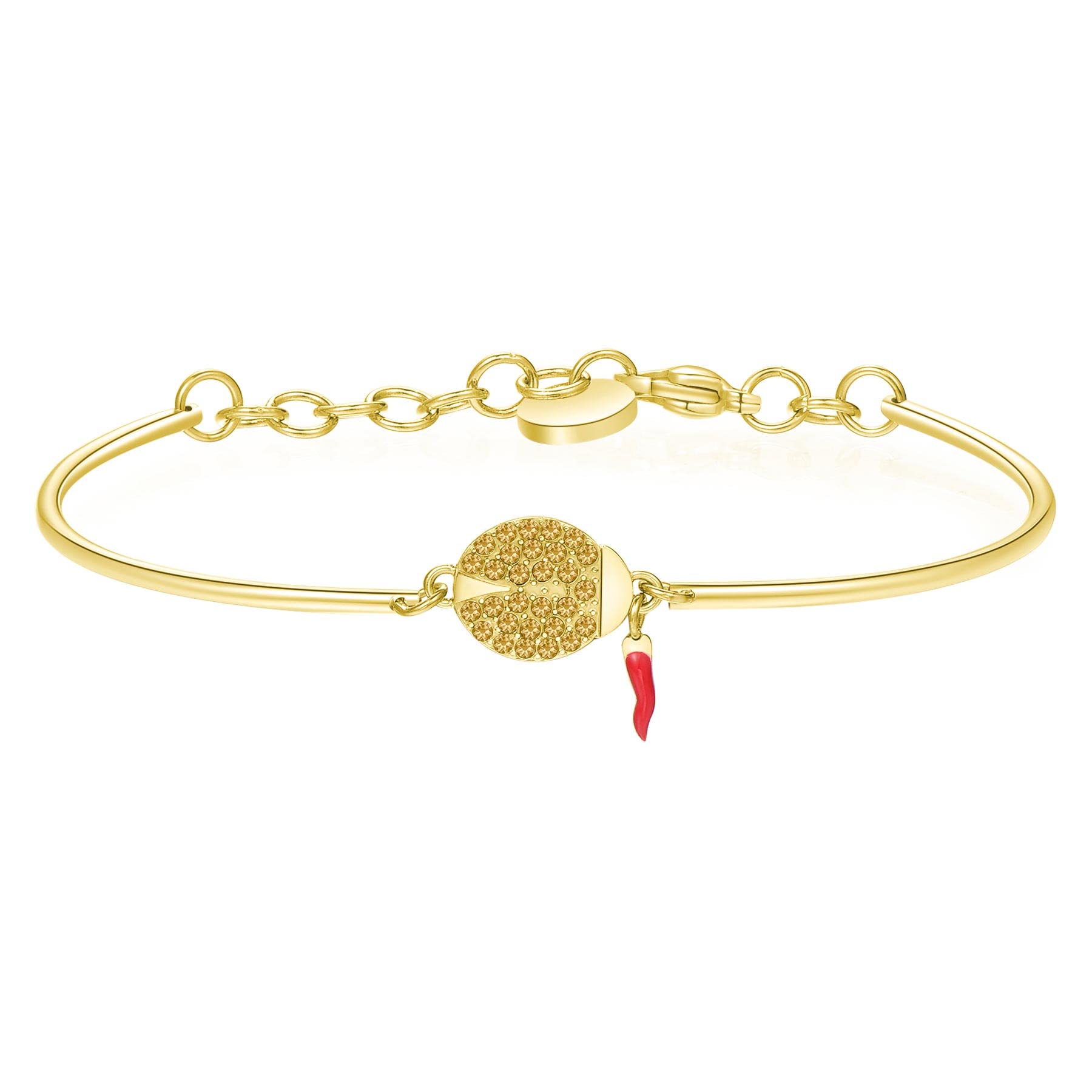 Brosway Bracciale Donna, Bracciale Rigido in Acciaio e Cristalli con Simbolo Coccinella | Collezione Chakra - BHK318