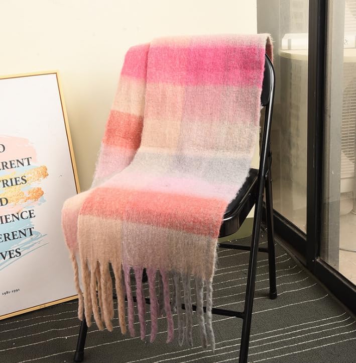 Chunky Winter Scarfs for Women Cold Weather Warm Knit Thick Plaid Scarf Long Large Oversized Checked Scarves - Image 7