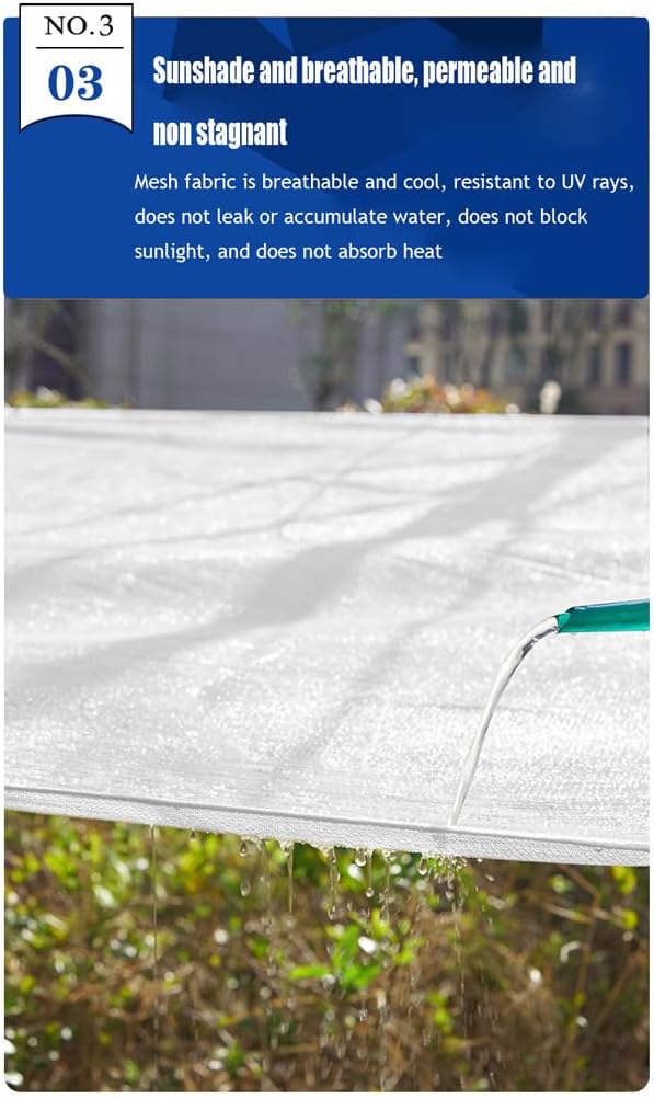 Shade Net White with Grommets,50% Sunblock Shade Cloth Shade Mesh,Shade Sail,Breathable Shade Netting,Sunscreen Fabric,Shading Net for Greenhouse Plant Garden Pergola Patio(Size:8x8m)