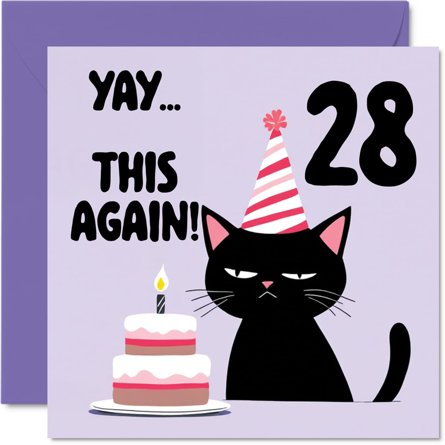 28th Birthday Cards for Women Men - Yay This Again! - Happy Birthday Card for 28 Year Old Woman Man Daughter Sister Uncle Niece, 145mm Bday Greeting Cards