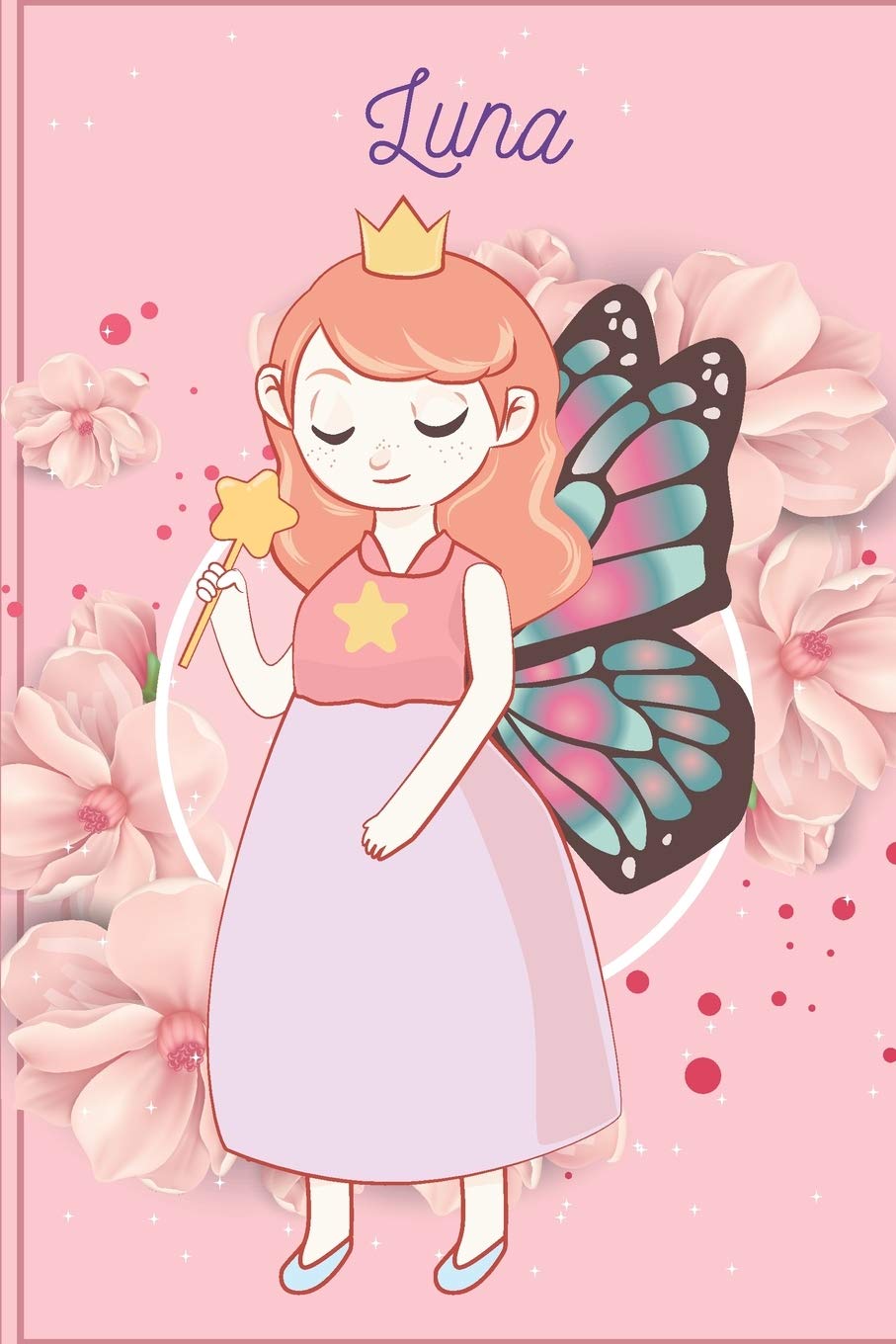 Luna: Fairy Princess - Personalized Blank Lined Journal Notebook Gift For Girls, Women