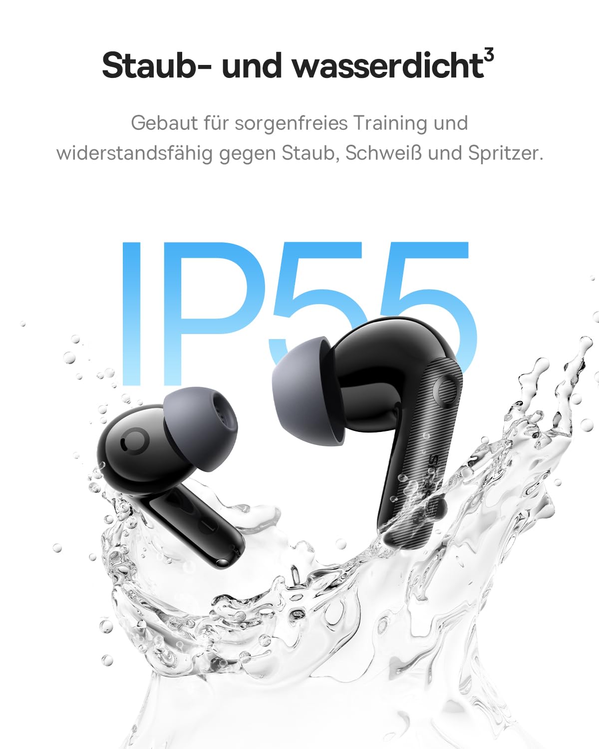 Baseus EP10 Pro In Ear Kopfhörer Bluetooth Noise Cancelling, Bluetooth Kopfhörer mit -50 dB Geräuschunterdrückung, Earbuds mit Hi-Res & LDAC, 6-Mic KI Klarer Anruf, IP55, 55H Spielzeit, Bluetooth 6.0