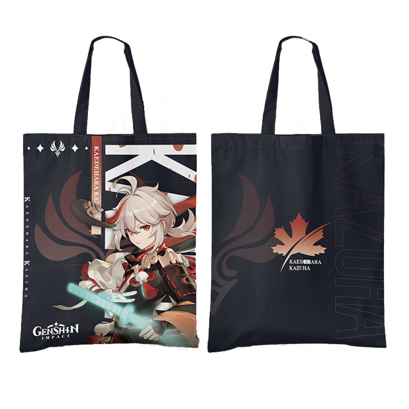 EGENGenshin Impact Canvas bag Anime cartoon Shopping Bags 42cm*33cm Reusable Grocery Bags, suitable for giving to friends