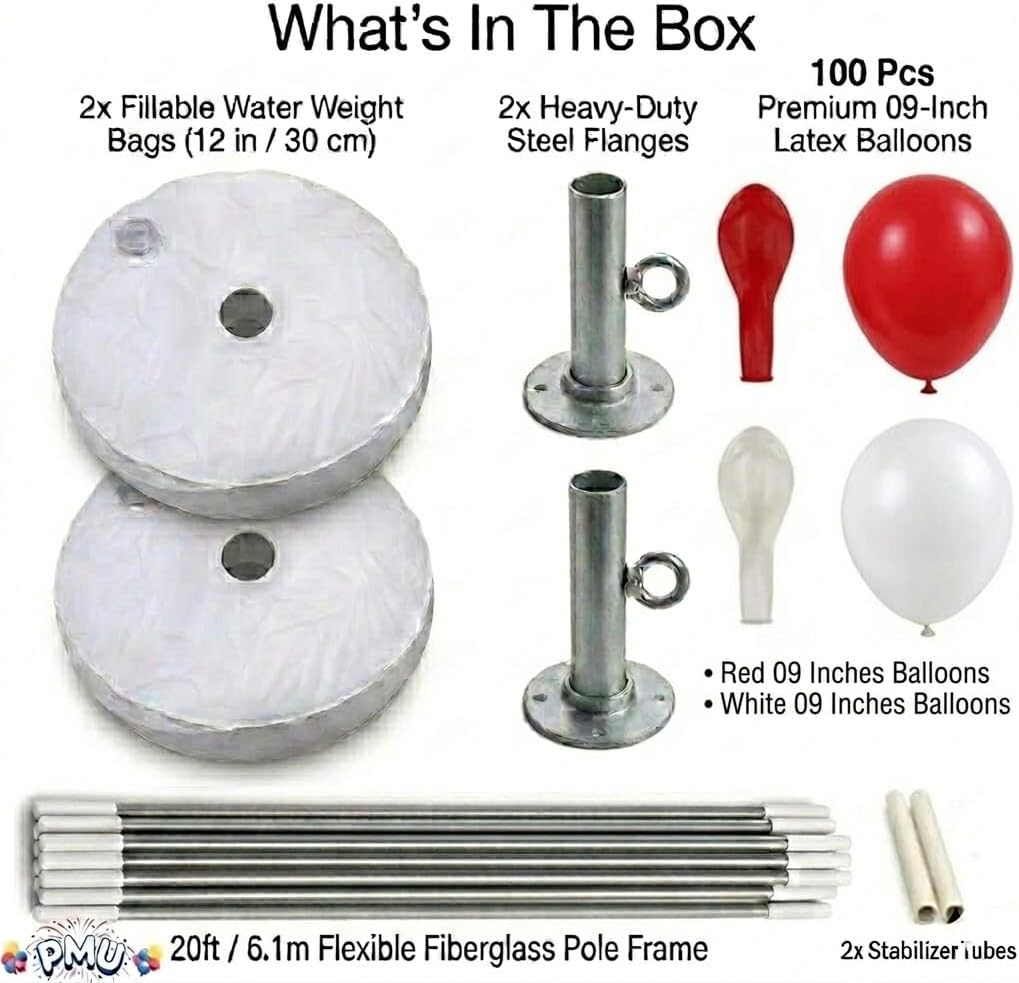Balloon Arch DIY Professional Kit with St. Valentine's Day Red and White Balloons (1/Pkg) Pkg/1