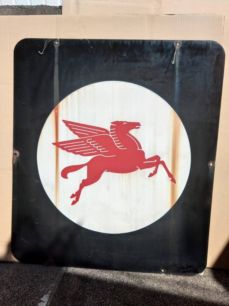 鬼レア 昭和レトロ 当時物 木製 モービル石油 看板 木彫り