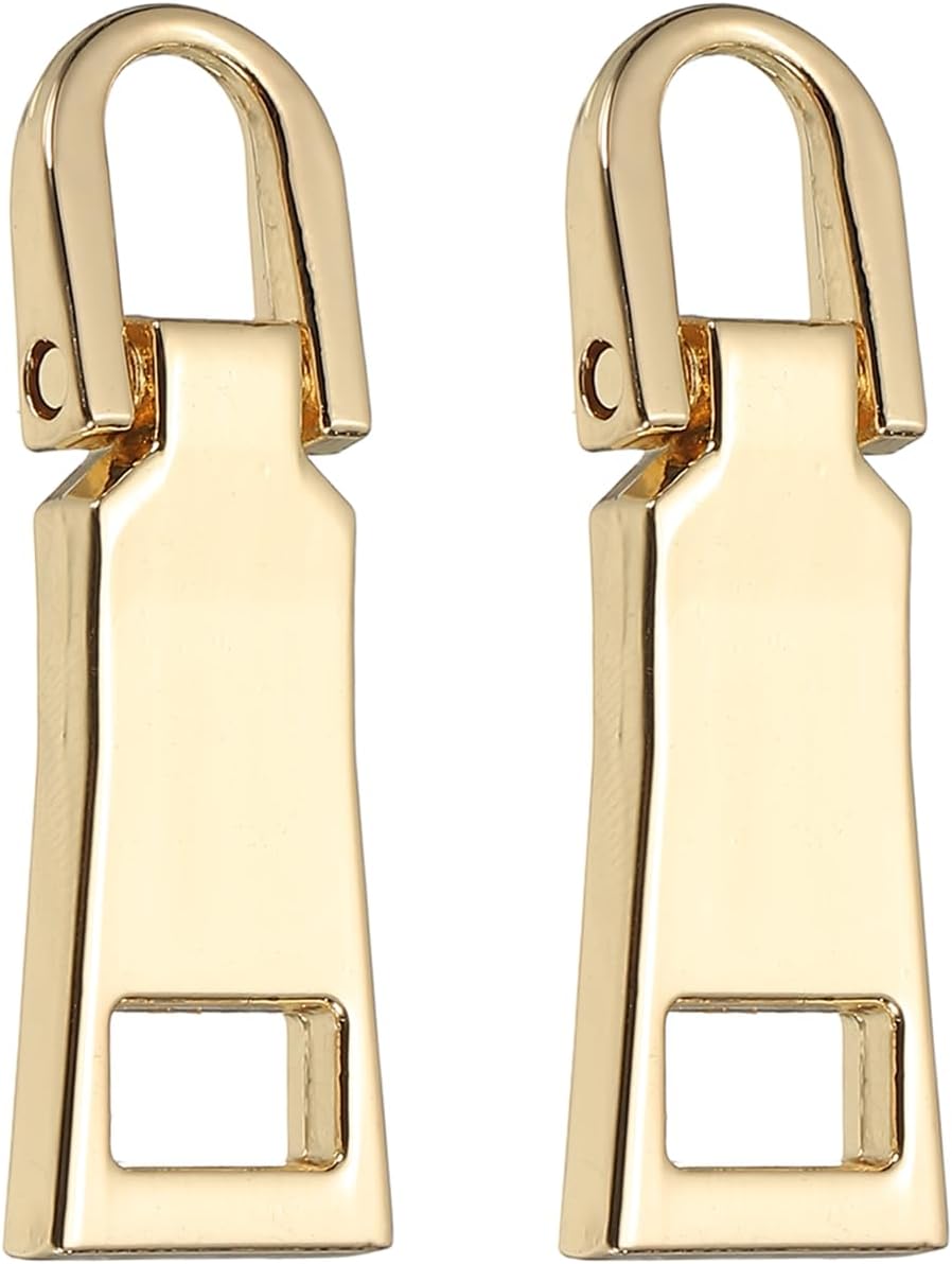 sourcing map 2Pcs Zipper Pull Replacement, Detachable Metal Zipper Handle Mend Fixer Tab Repair for Luggage Suitcase Backpack Jacket Bags Boots Coat Handbags, Gold