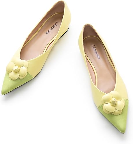 C.Paravano Zapatos planos de ballet Zapatos planos elegantes para mujer Diseño plano puntiagudo para mujer