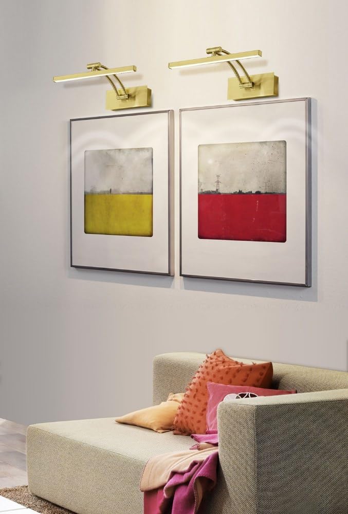 EGLO 202068A Doreen 2-Light Modern Vanity Picture Hanging Lighting Damp Certificated Wall Sconce Bathroom Dimmable LED Mirror Lighting Fixture, 18 in, Nickel