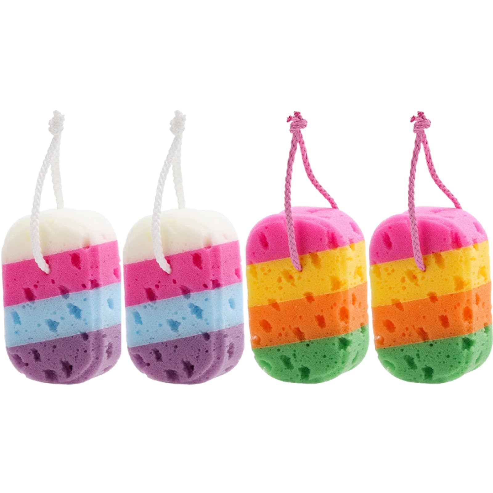 Baby & Adult Bath Sponges - 4 Pack Exfoliating Body Sponges for Shower