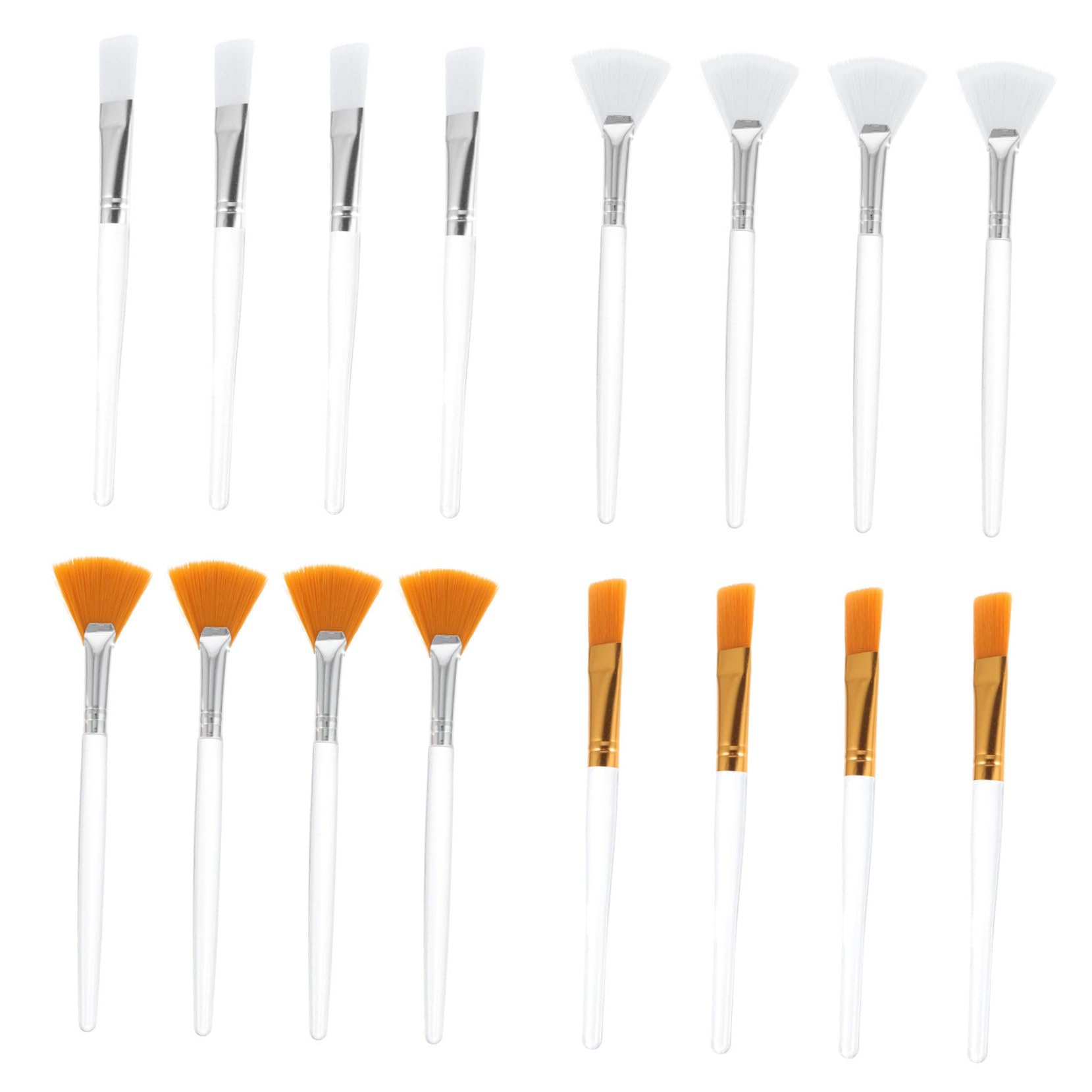 HAPINARY 16pcs Fan Shape Makeup Brushes Set Facial Brush Easy Reusable Beauty Tools for Smooth Masks