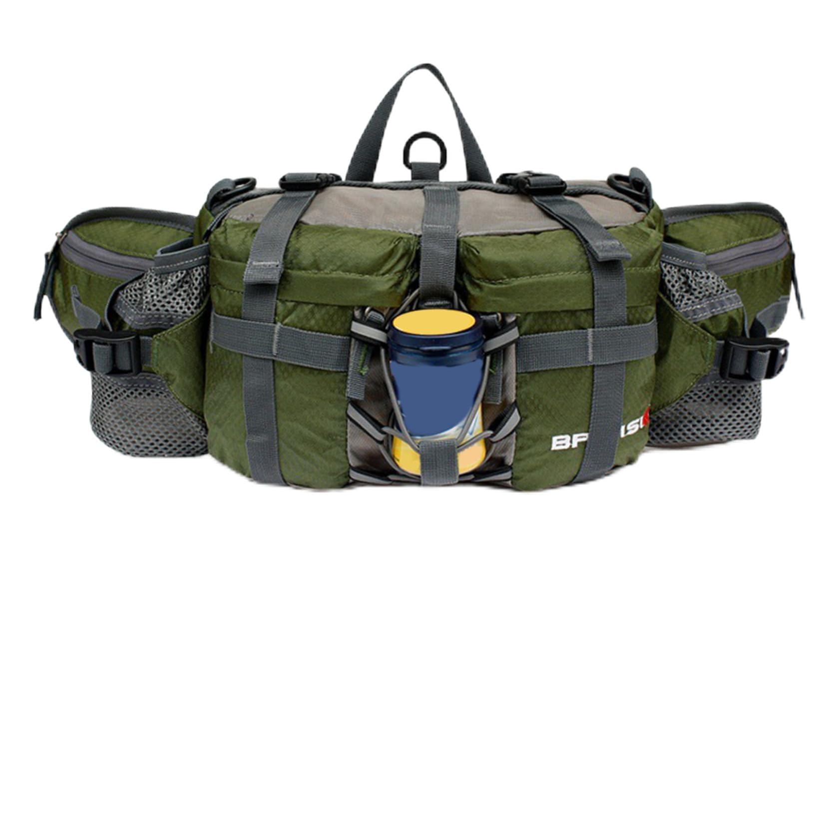 Riñonera, riñonera con dos portabotellas de agua, para senderismo, mochila lumbar para correr, caminar, pasear perros, viajar en bicicleta