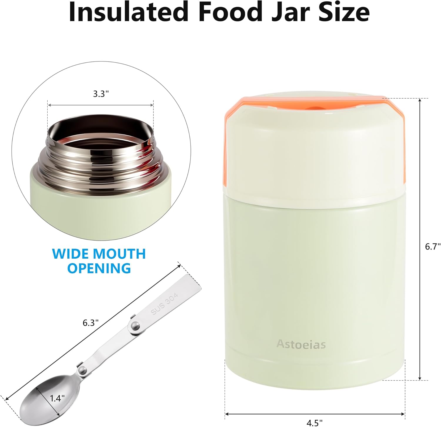 Insulated Thermo Soup Jar for Kids & Adults, 27 oz Stainless Steel Thermal Food Container with Spoon, Triple Layer Insulation (Green)