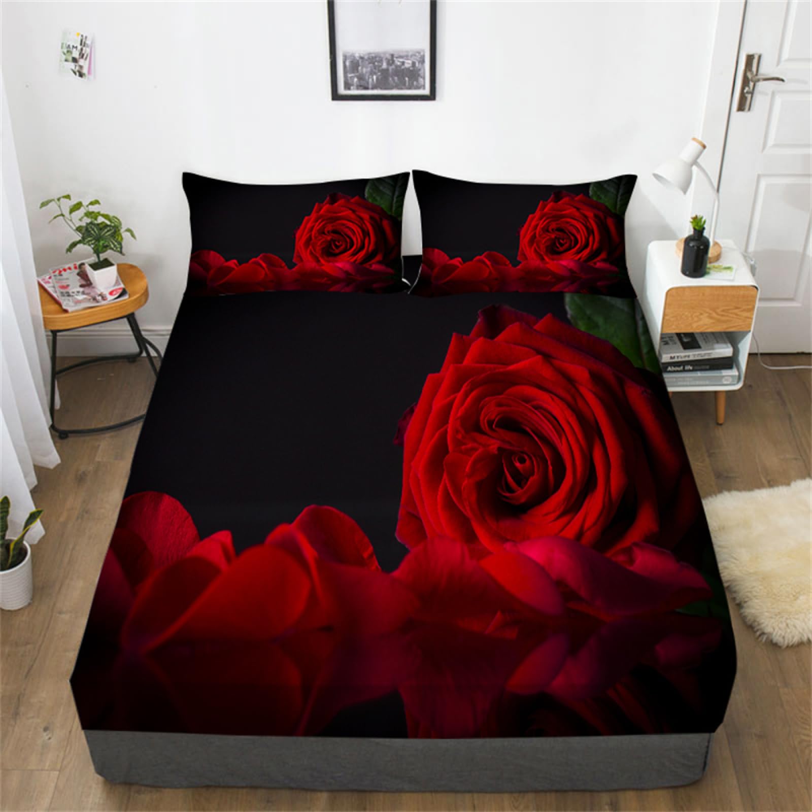 DXHome Hoeslaken, 120 x 200 cm, diepe tas 30 cm, gele chrysanten, aquarelschilderij, hoeslaken, zacht, antislip, ademend microvezel, voor boxspringbedden, voor kinderen en volwassenen