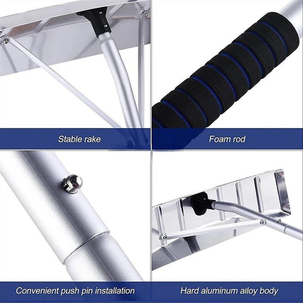 Rascador de Hielo para Coche Pala De Nieve Rastrillo Palo De Extensión Ligero 20 Ft Alto Alcance Aluminio Herramientas De Remoción De Nieve Al Aire Libre Rascadores de Hielo para Coche(A)