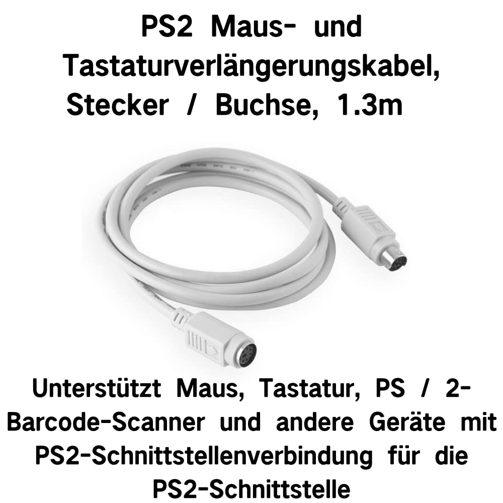 Cavo Prolunga Per Tastiera PS/2 M/M – 2 Metri, Diretto, Schermato, Connettori Mini-DIN 6 Maschio, Colore Grigio
