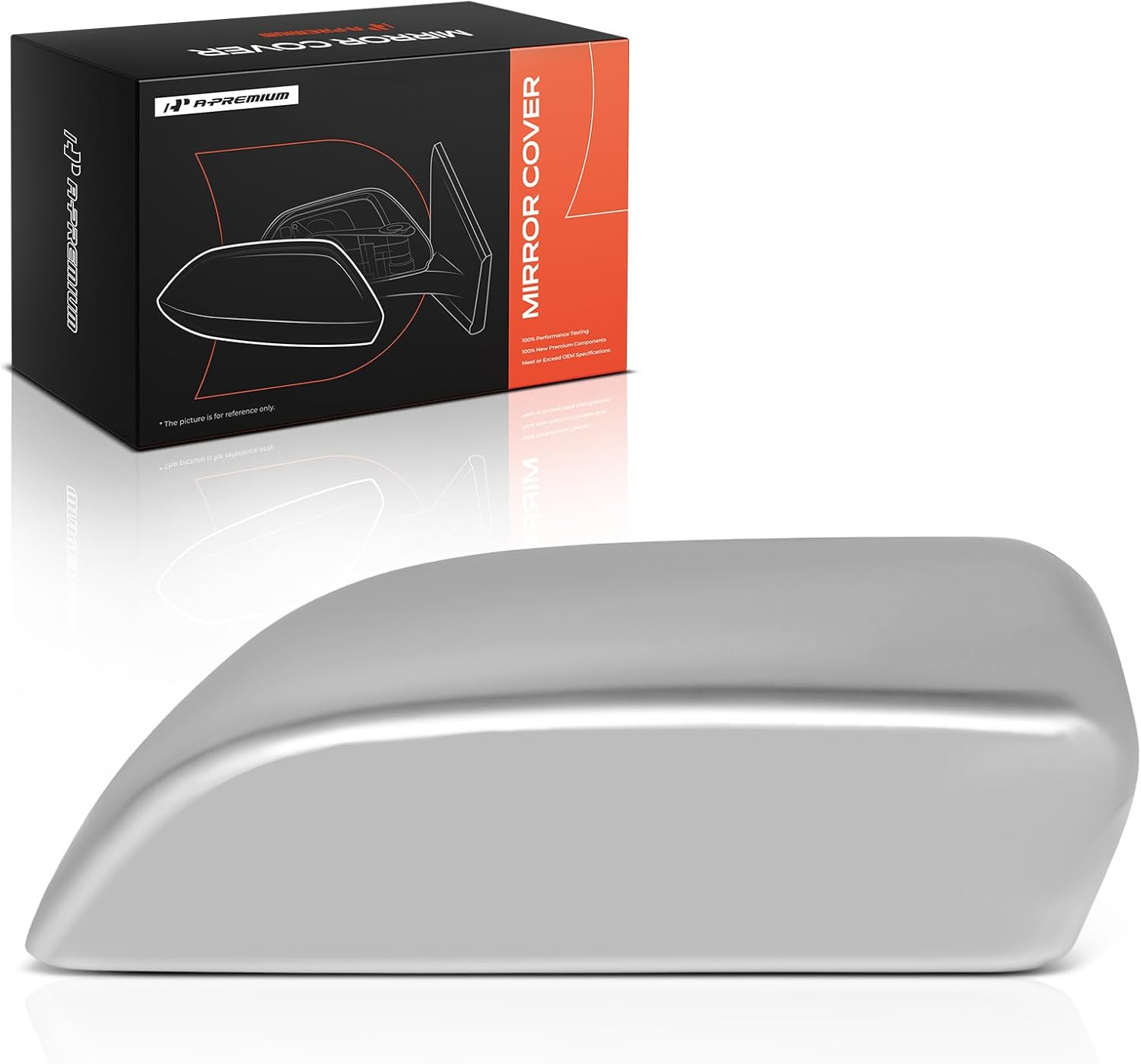 A-Premium Driver Side Rearview Mirror Cover Cap - Compatible with Chevrolet Tahoe Suburban & GMC Yukon XL & Cadillac Escalade ESV, 2015-2020 - Polished Silver, Without Turn Signal Hole