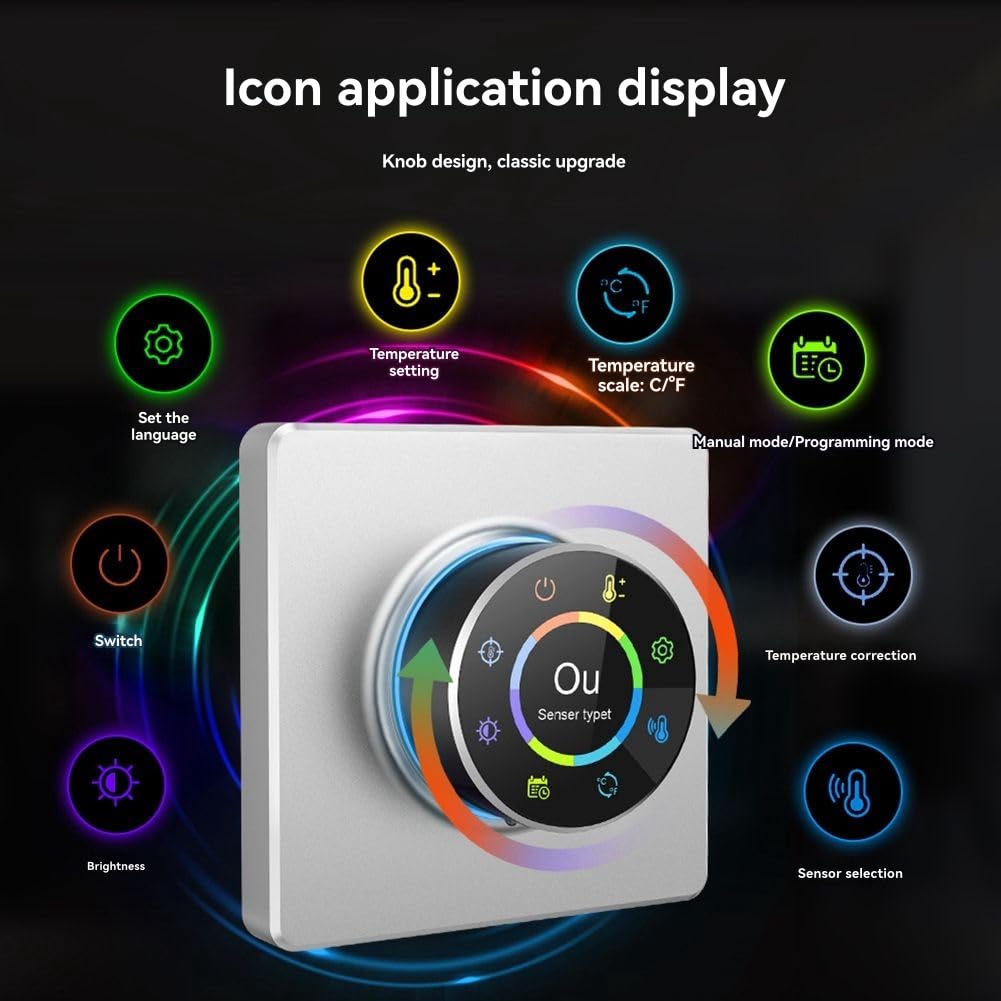 Tuya WiFi Scaldabagno Elettrico Controllore di Temperatura Termostato Intelligente con Manopola per Caldaia Acqua/Gas 3A