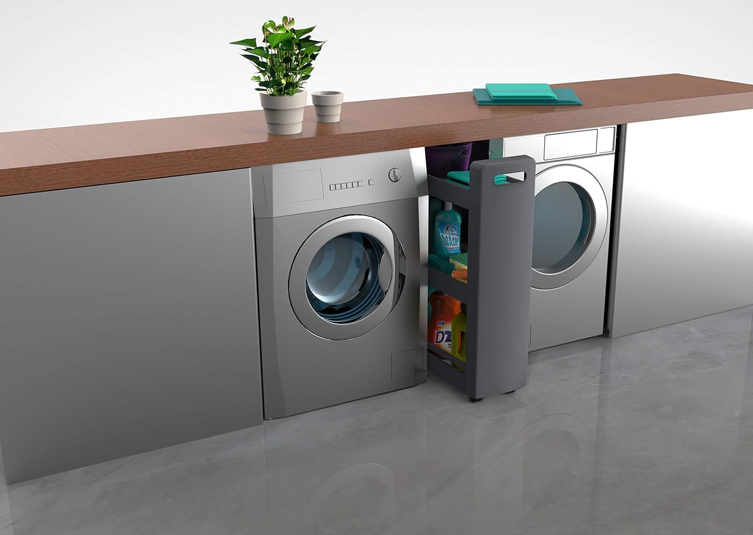 EDA 10495 G.ANT PX25 DESSERTE MOBILO 3 étagères modulables, polypropylène, Gris Anthracite, Dim. : 60 x 22 x 79 cm