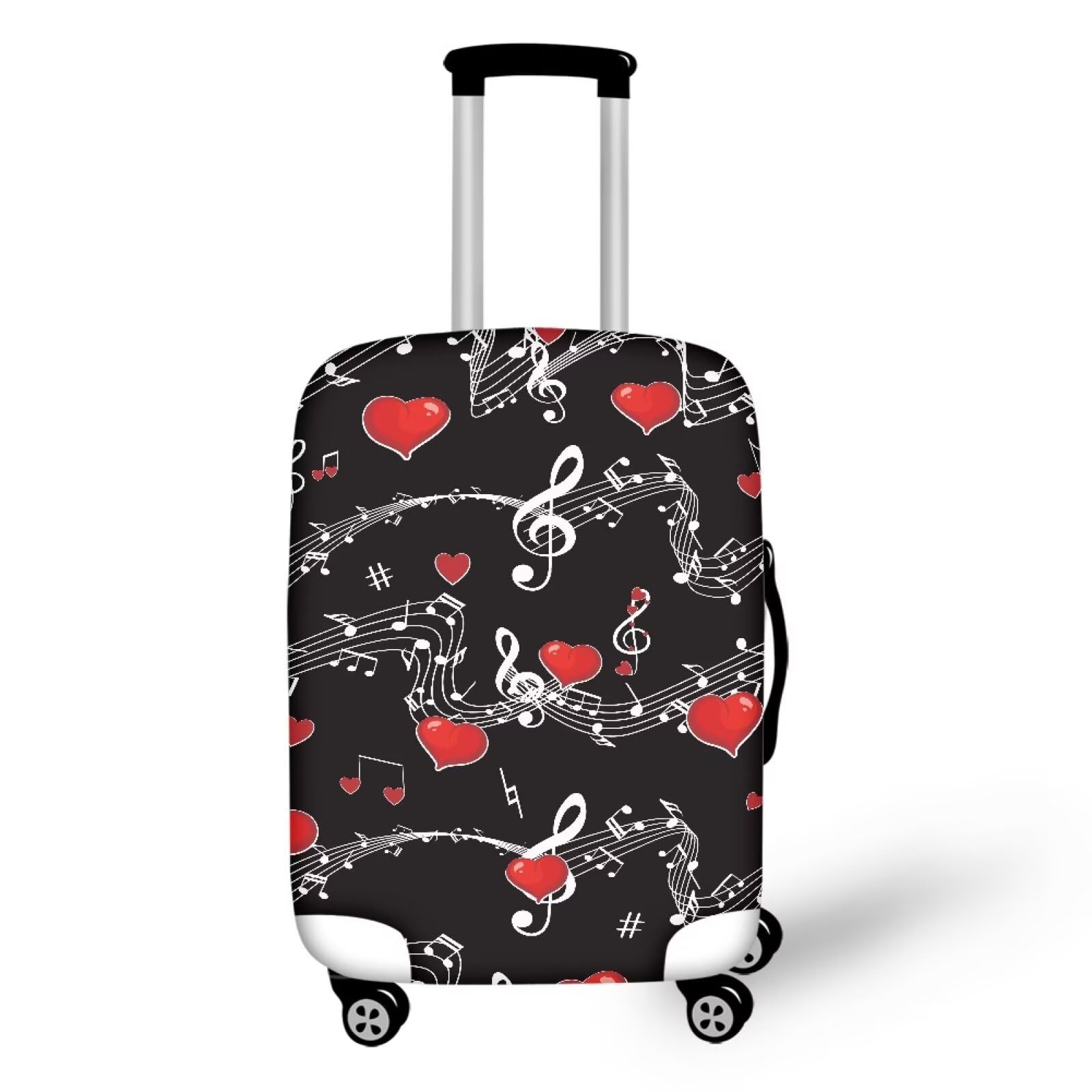 Music Heart Suitcase Covers for Luggages,Suitcase Cover Protector Fit 18-32 Inch Luggage,Travel Luggage Cover Suitcases Protector Dust Pollution Prevention