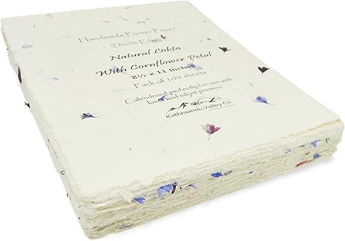 Lokta - Papel para impresora láser y de inyección de tinta hecho a mano con borde Deckle de 8.5 x 11 pulgadas, papel de impresión decorativo vintage