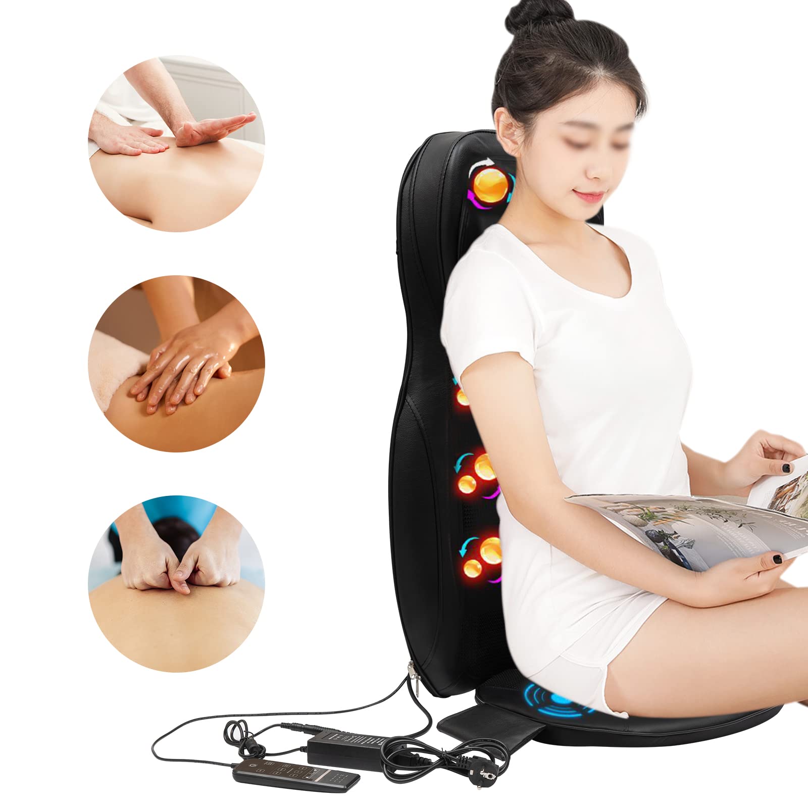 Massagesitzauflage Rückenmassagegerät, Massage-Stuhl-Pad, Massage-Sitz-Kissen,Schulter-, Nacken-, Lenden-, Rücken- und Hüftmassage,Heizfunktion