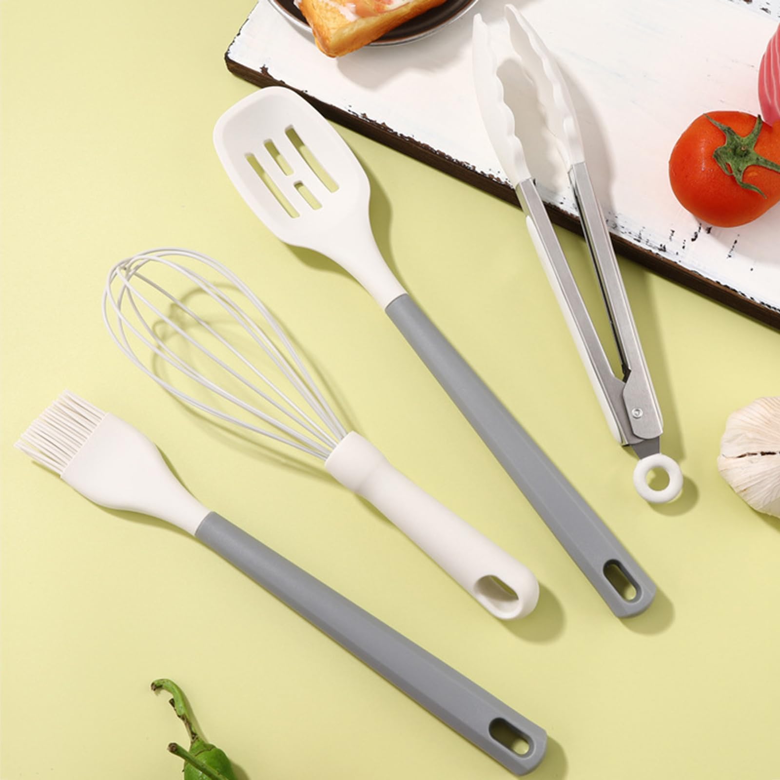 Generisch Küchen Utensilien Set, Silikon Kochbesteck mit Halter, BPA-frei, spülmaschinenfest, hitzebeständig